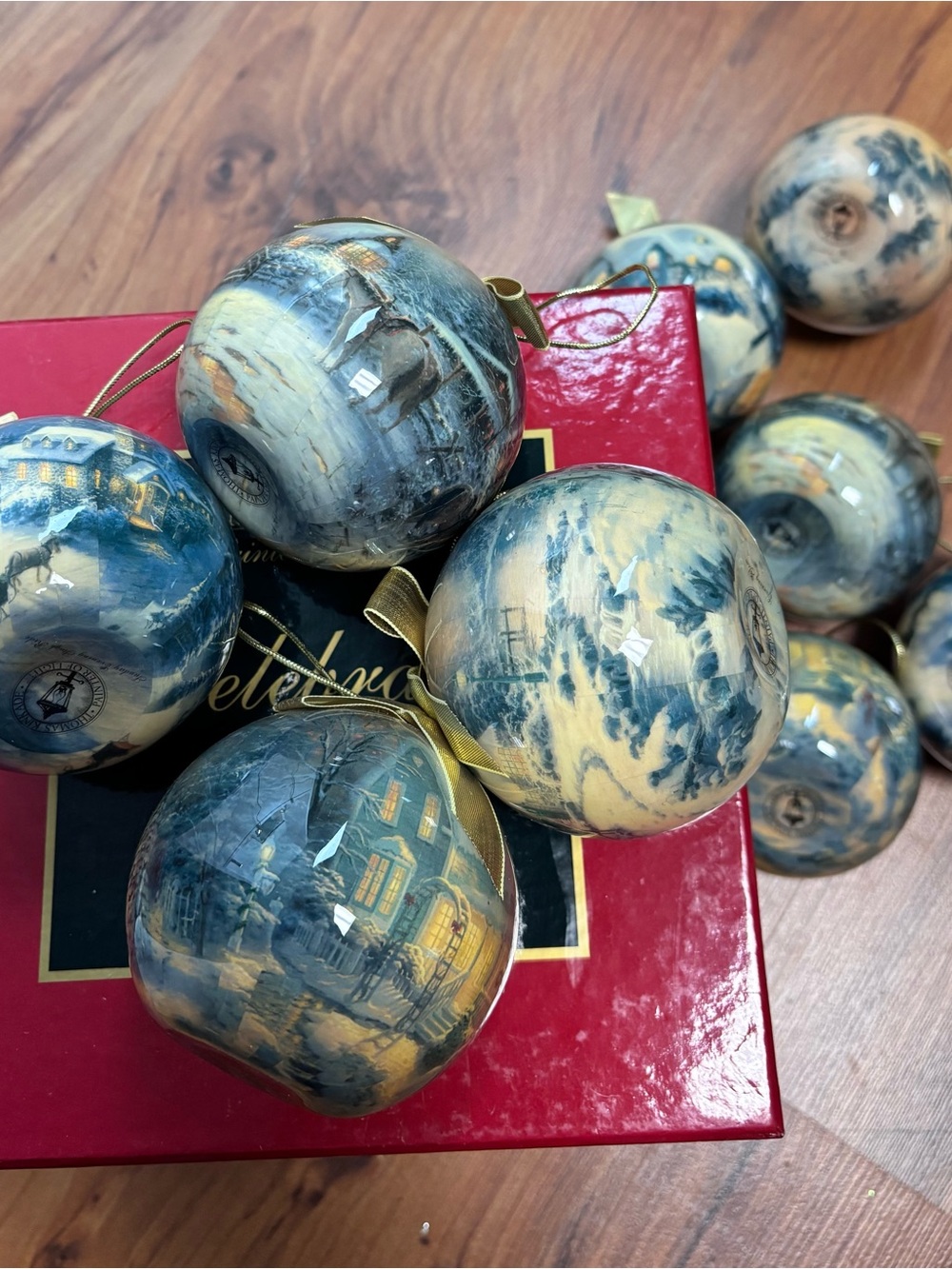 Thomas Kinkade "Celebrate the Season” Set of 9 Ornaments